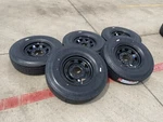 (5) 16X6 16" Dexstar Steel Trailer Gloss Black Wheels Rims Tires 14 Ply 8X6.5. Fixed Price $895.50.