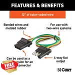 Curt 58381 4-PIN Flat Wiring Harness 12-INCH. Fixed Price $20.00.