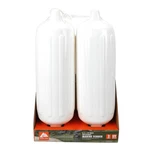 2-PACK Inflatable Boat Fenders White 8.5X27" With Lines, Bumpers Buoys. Fixed Price $29.87.