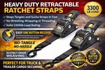 (2) Retractable Tie Down Straps Heavy Duty 2" Wide For Boat, Trailer & Cargo. Fixed Price $49.00.
