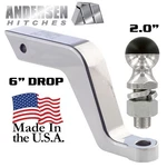 6" Drop Andersen Alumistinger Hitch Ball Mount Receiver Bar W/ 2" Hard Tow. Fixed Price $109.98.