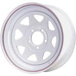Carlisle 15X6 On Spoked Steel Trailer Wheel - White With Pin Stripes. Fixed Price $91.83.