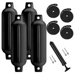 Turmaster Boat Fenders Pack 4.5'' X16'', Ribbed Twin Eyes 4.5", Black. Fixed Price $80.70.