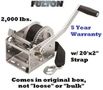 Fulton Speed Trailer Winch 2,000 Lbs. W/ 20' 20" Strap Z-max 600 Zinc Boat. Fixed Price $254.99.