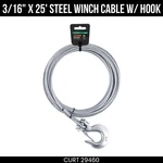 Curt 3/16 X 25 Foot Steel Winch Cable With Hook 4200 Lbs Capacity 29460. Fixed Price $46.99.