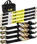 4 Pack Heavy Duty Car Trailer Tie Down Straps 2 X 8 Ratchet 10 000LBS J-hooks. Fixed Price $128.99.