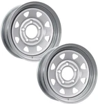 2-PACK Trailer Wheel 14X5.5 Inch Lug On 4.5 Silver Spoke Rim. Fixed Price $95.99.