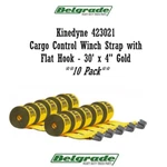 Kinedyne 423021 Cargo Control Winch Strap With Flat Hook - 30' X 4" Gold 10 Pack. Fixed Price $200.00.