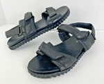 Voile Blanche Francis Zig Leather Sandals Black Padded Hook Loop Straps Size 38. Fixed Price $90.24.