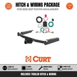 Curt Class 3 Trailer Hitch & Wiring Harness Bundle For 20-21 Toyota Highlander. Fixed Price $344.95.